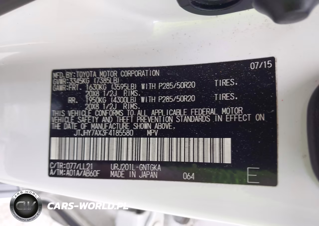 2015 Lexus Lx 570 VIN:JTJHY7AX3F4185580 - 9