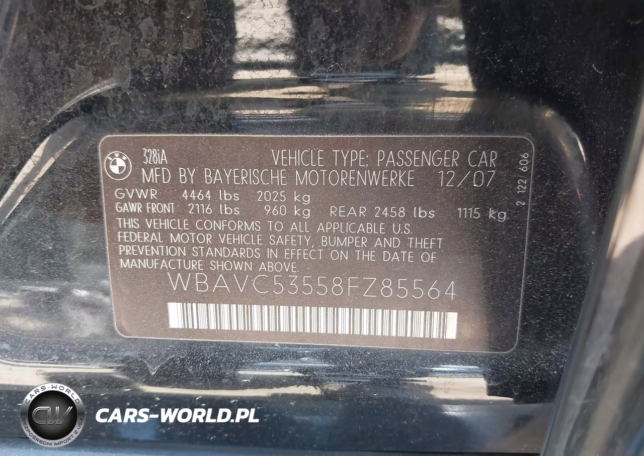 2008 BMW 328I VIN:WBAVC53558FZ85564 - 9