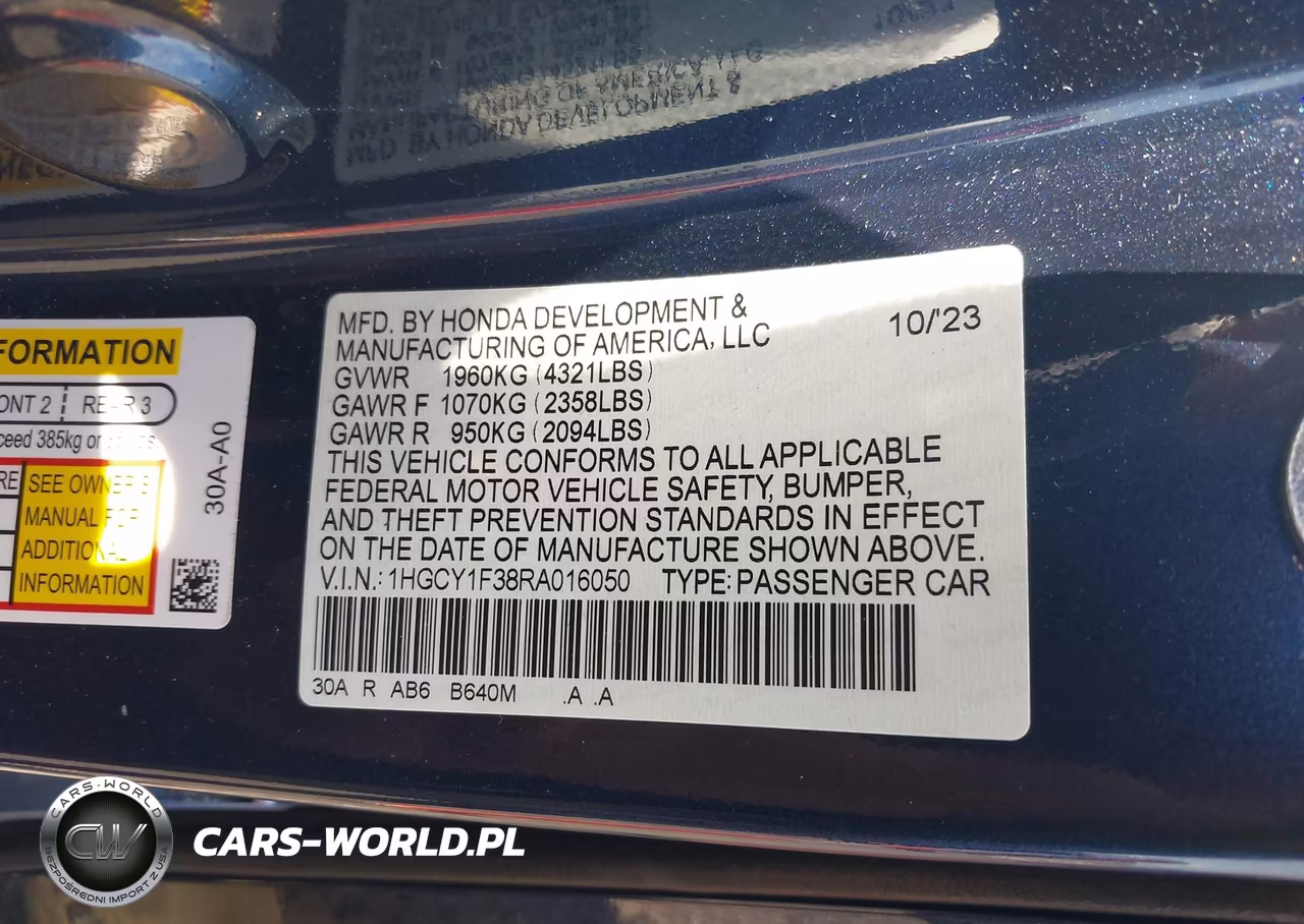 2024 Honda Accord Ex VIN:1HGCY1F38RA016050 - 9