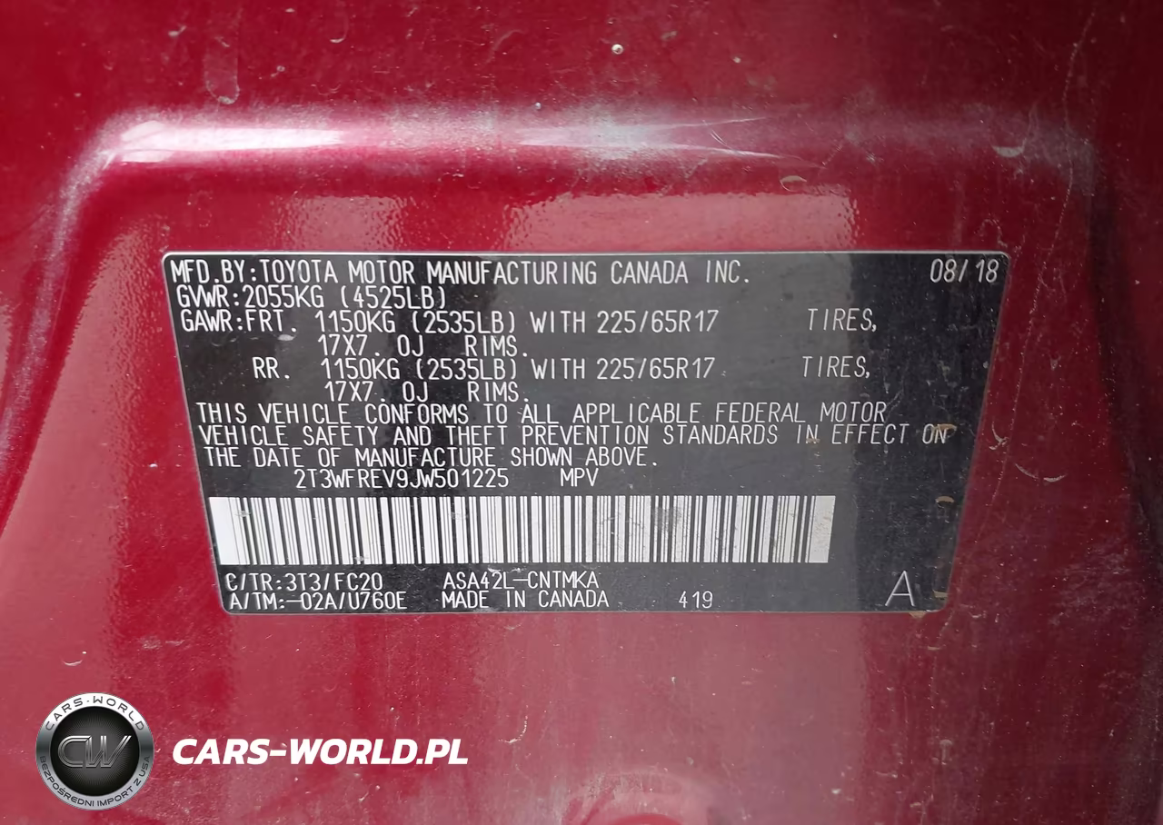 2018 Toyota Rav4 Xle VIN:2T3WFREV9JW501225 - 9
