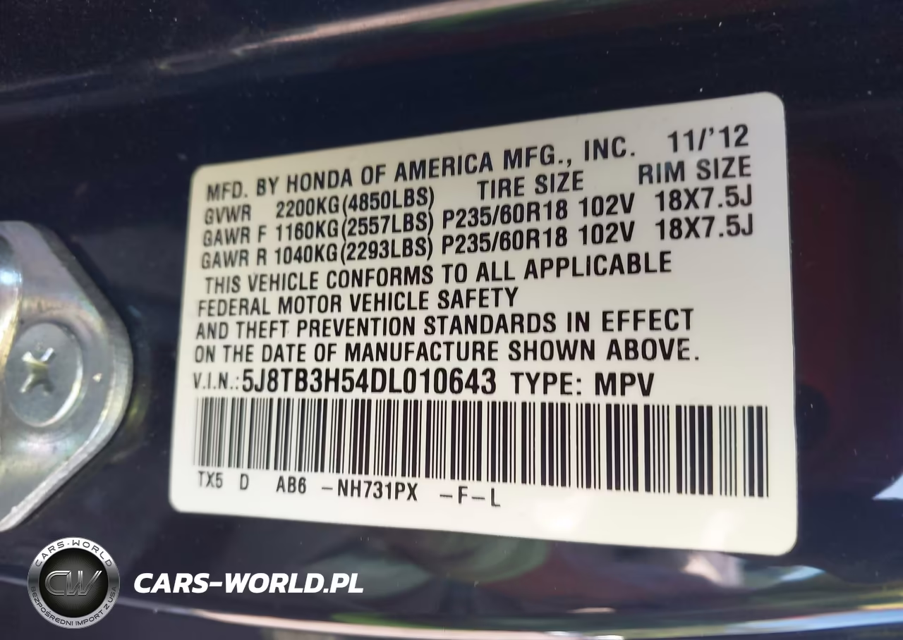 2013 Acura Rdx VIN:5J8TB3H54DL010643 - 9