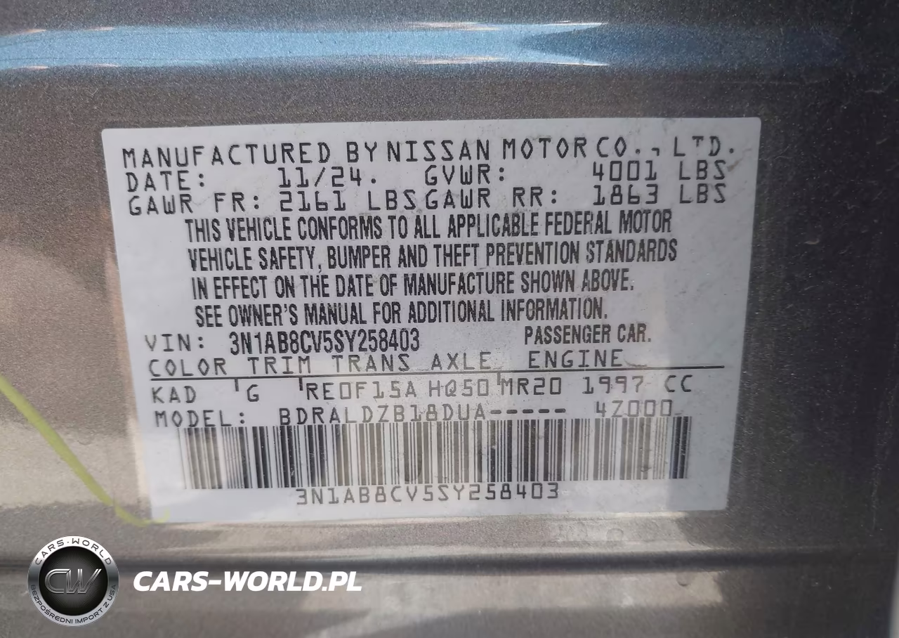 2025 Nissan Sentra Sv VIN:3N1AB8CV5SY258403 - 9