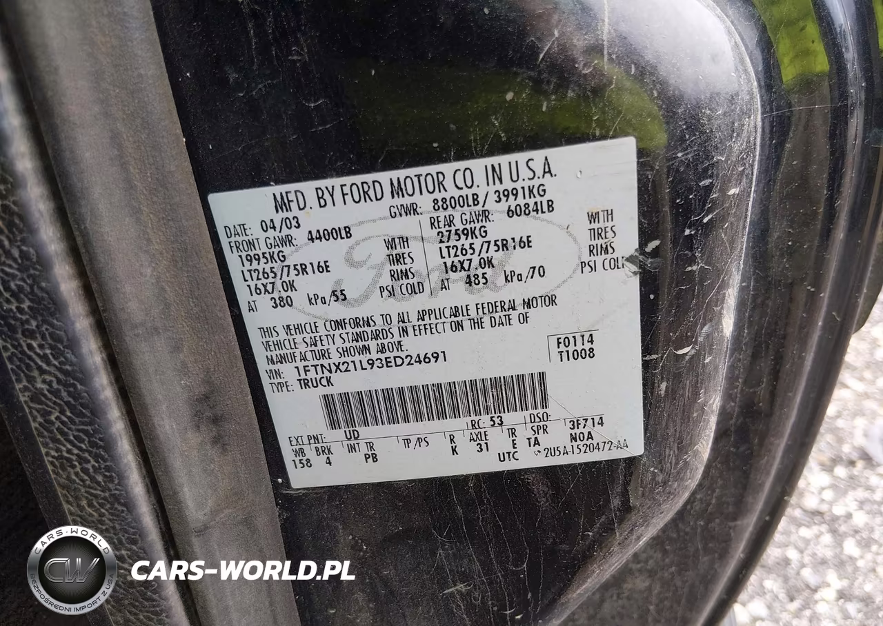 2003 Ford F-250 Lariat-Xl-Xlt VIN:1FTNX21L93ED24691 - 9