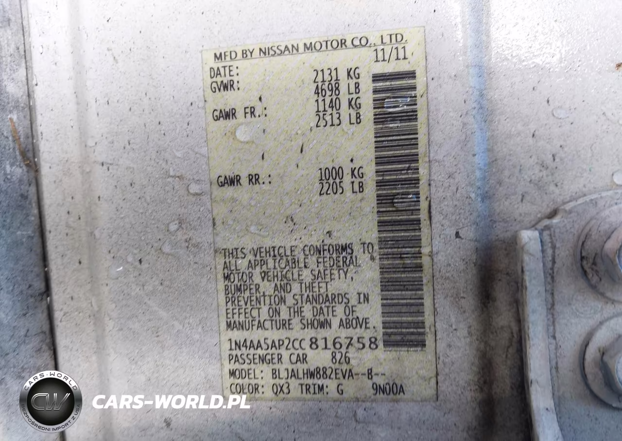 2012 Nissan Maxima 3.5 Sv VIN:1N4AA5AP2CC816758 - 9