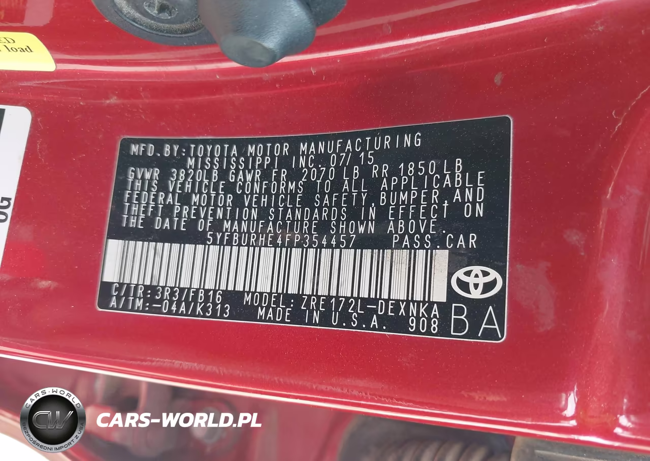 2015 Toyota Corolla Le VIN:5YFBURHE4FP354457 - 9