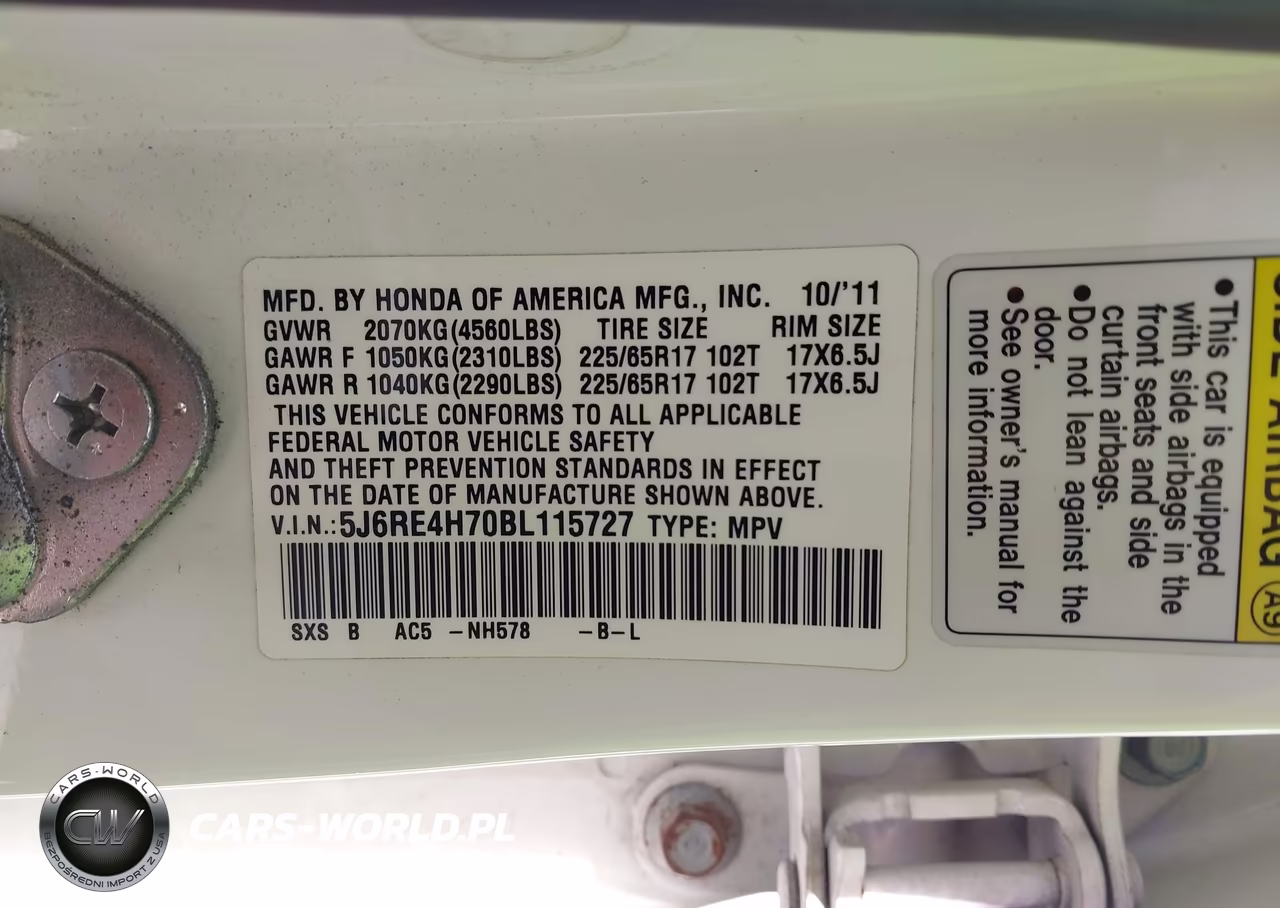 2011 Honda Cr-V Ex-L VIN:5J6RE4H70BL115727 - 9