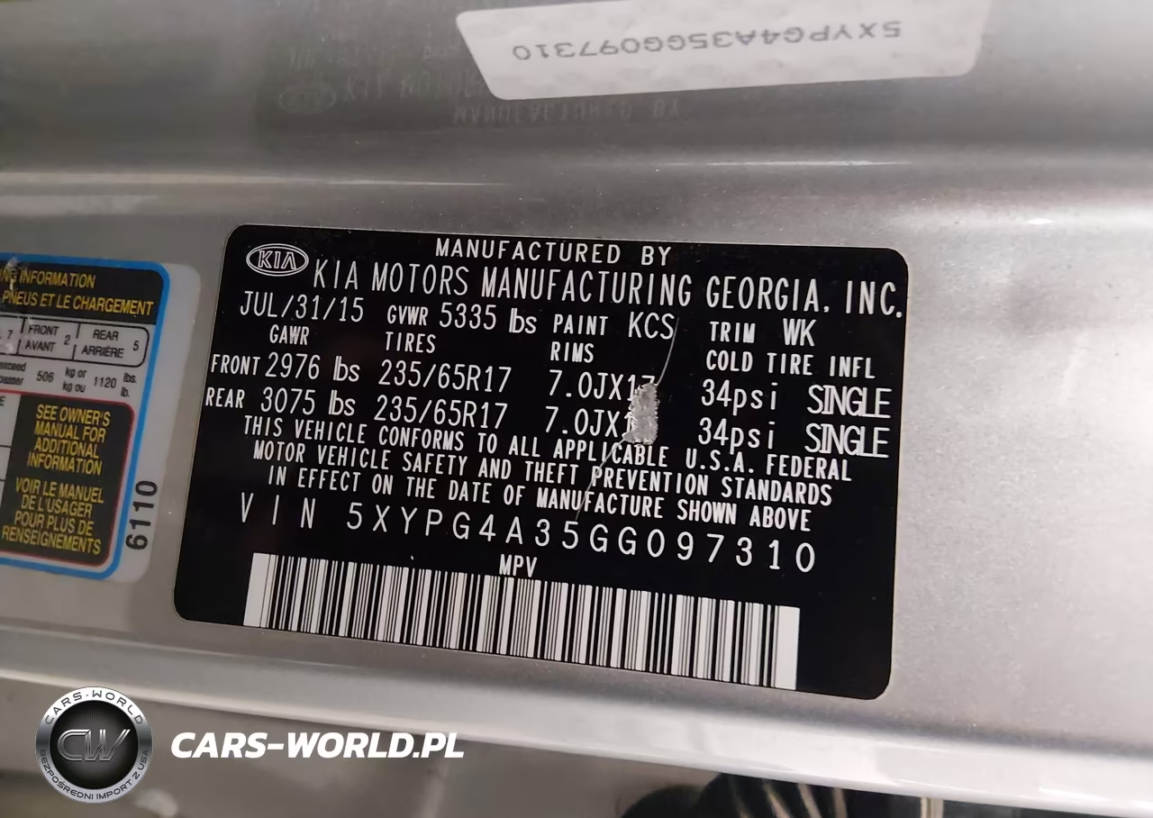 2016 Kia Sorento 2.4L Lx VIN:5XYPG4A35GG097310 - 9