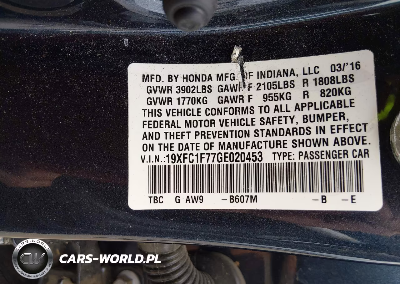 2016 Honda Civic Ex-L VIN:19XFC1F77GE020453 - 9