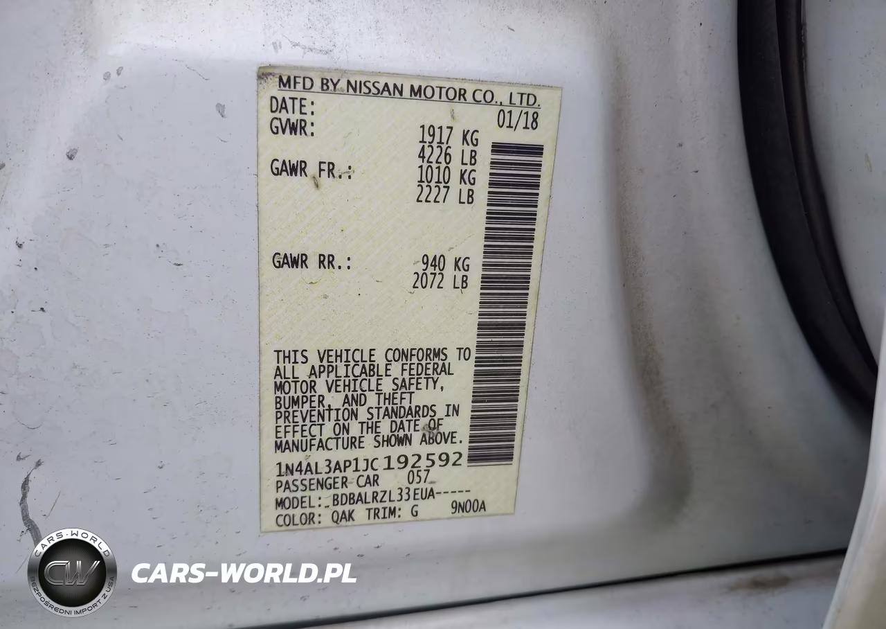 2018 Nissan Altima 2.5 Sl VIN:1N4AL3AP1JC192592 - 9