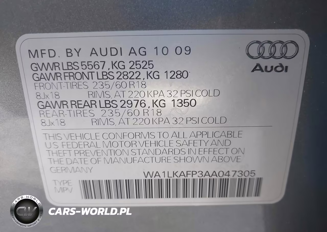 2010 Audi Q5 3.2 Premium VIN:WA1LKAFP3AA047305 - 9