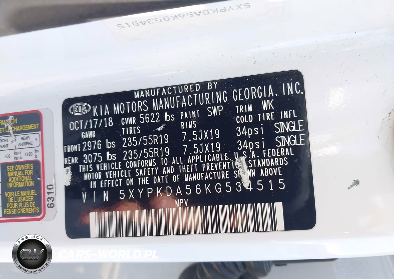 2019 Kia Sorento 3.3L Sx VIN:5XYPKDA56KG534515 - 9