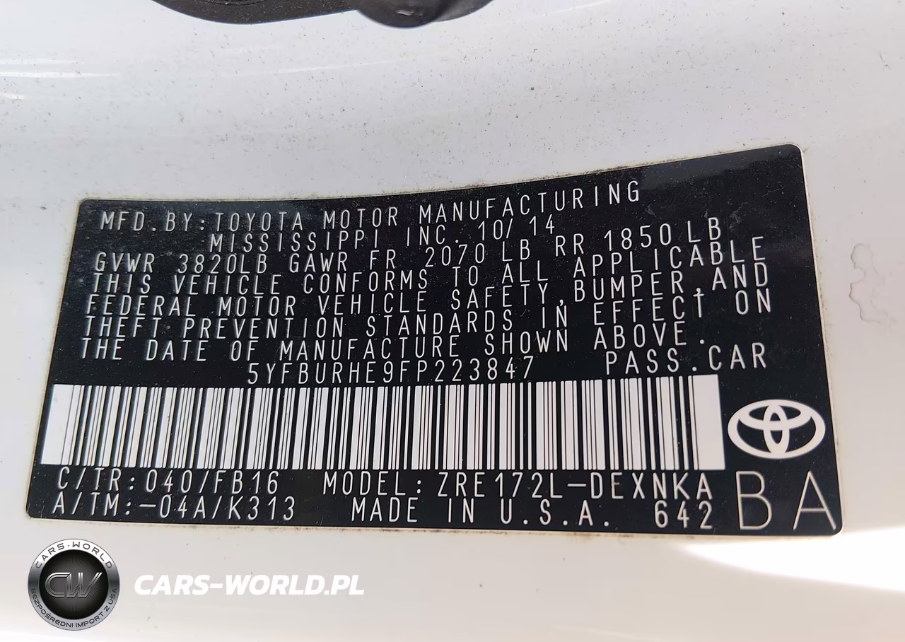 2015 Toyota Corolla Le VIN:5YFBURHE9FP223847 - 9