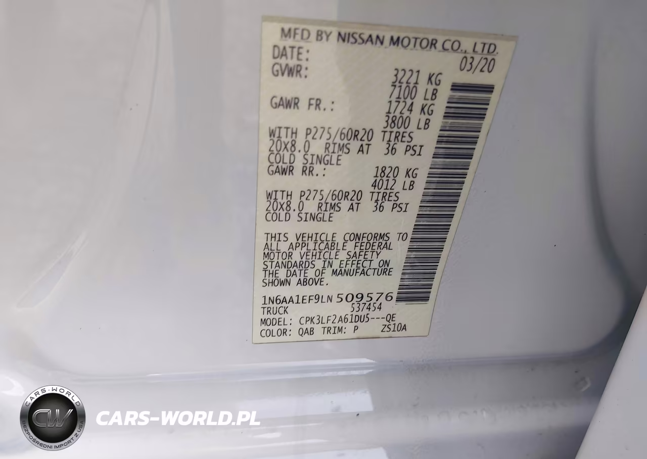 2020 Nissan Titan Platinum Reserve 4X2 VIN:1N6AA1EF9LN509576 - 9