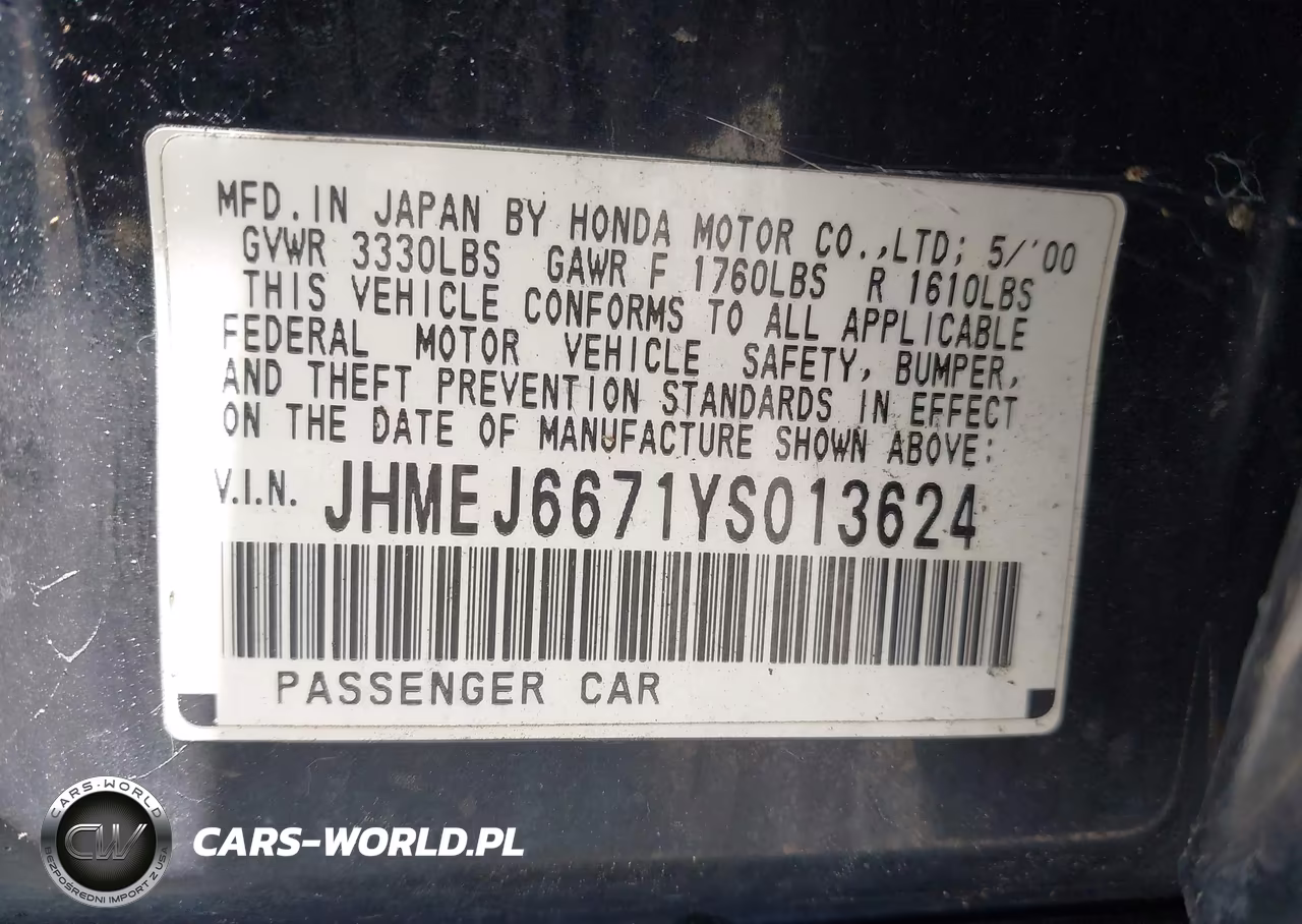 2000 Honda Civic Lx VIN:JHMEJ6671YS013624 - 9