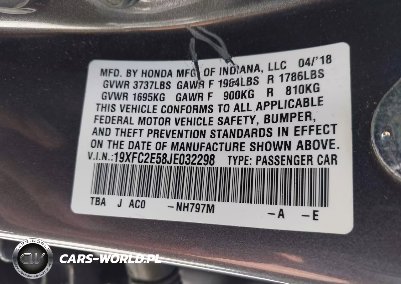 2018 Honda Civic Lx VIN:19XFC2E58JE032298 - 9