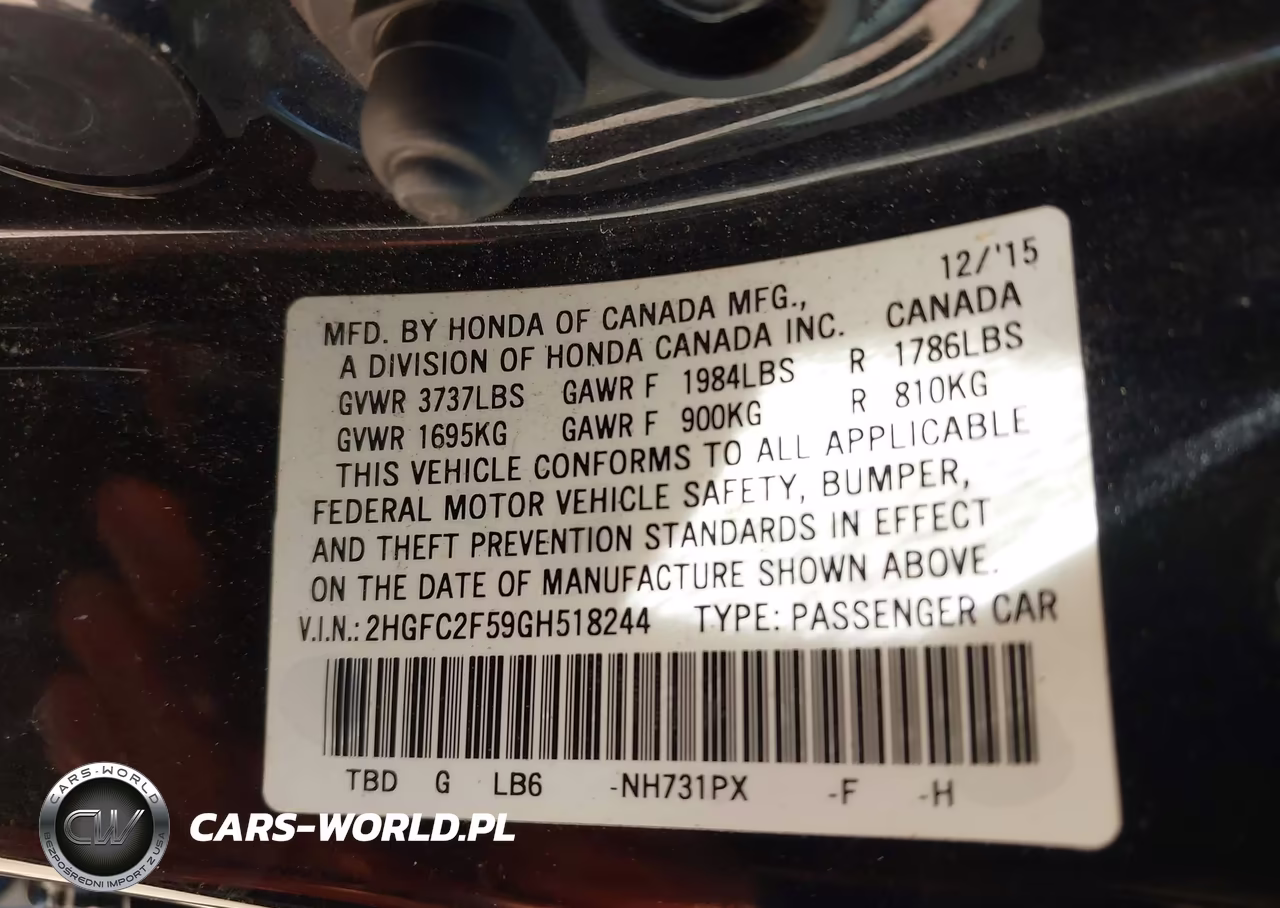 2016 Honda Civic Lx VIN:2HGFC2F59GH518244 - 9