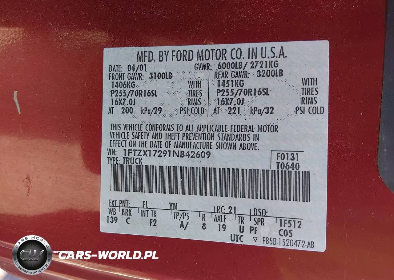 2001 Ford F-150 Xl-Xlt VIN:1FTZX17291NB42609 - 9
