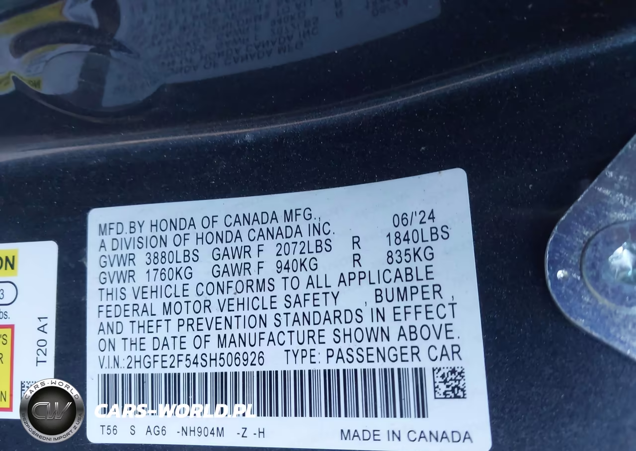 2025 Honda Civic Sport VIN:2HGFE2F54SH506926 - 9