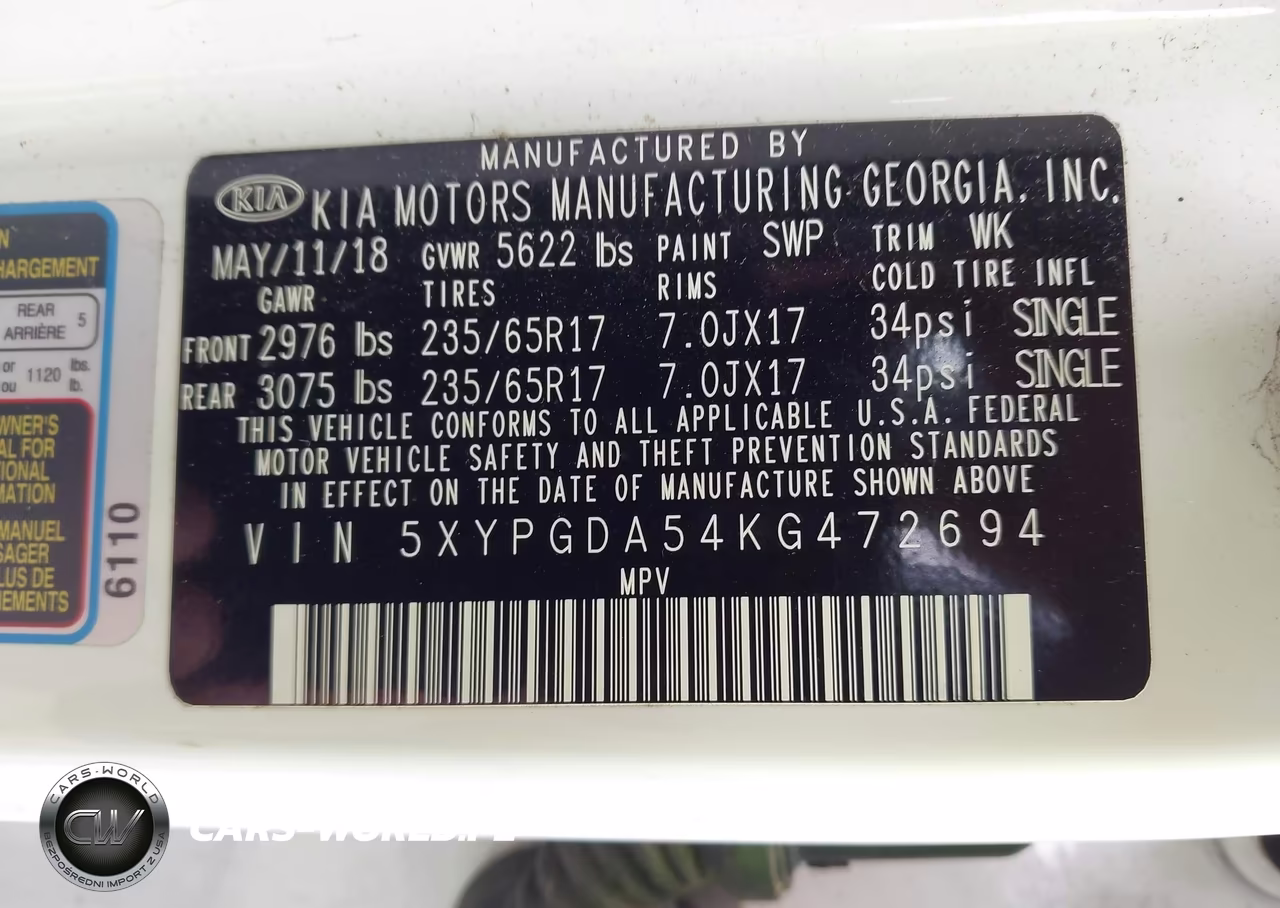 2019 Kia Sorento 3.3L Lx VIN:5XYPGDA54KG472694 - 9