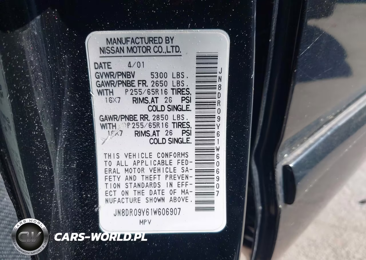 2001 Nissan Pathfinder Se VIN:JN8DR09Y61W606907 - 9