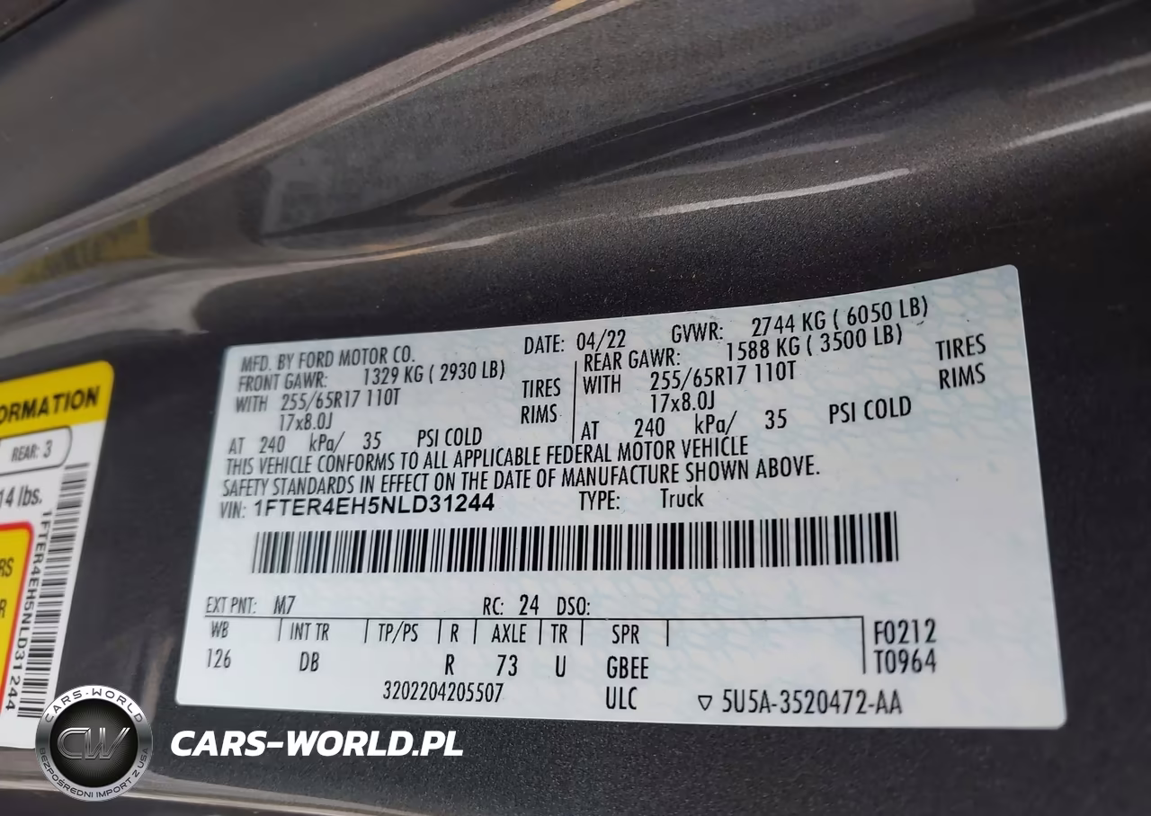 2022 Ford Ranger Lariat VIN:1FTER4EH5NLD31244 - 9