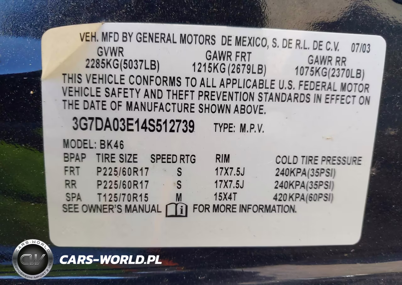 2004 Pontiac Aztek VIN:3G7DA03E14S512739 - 9