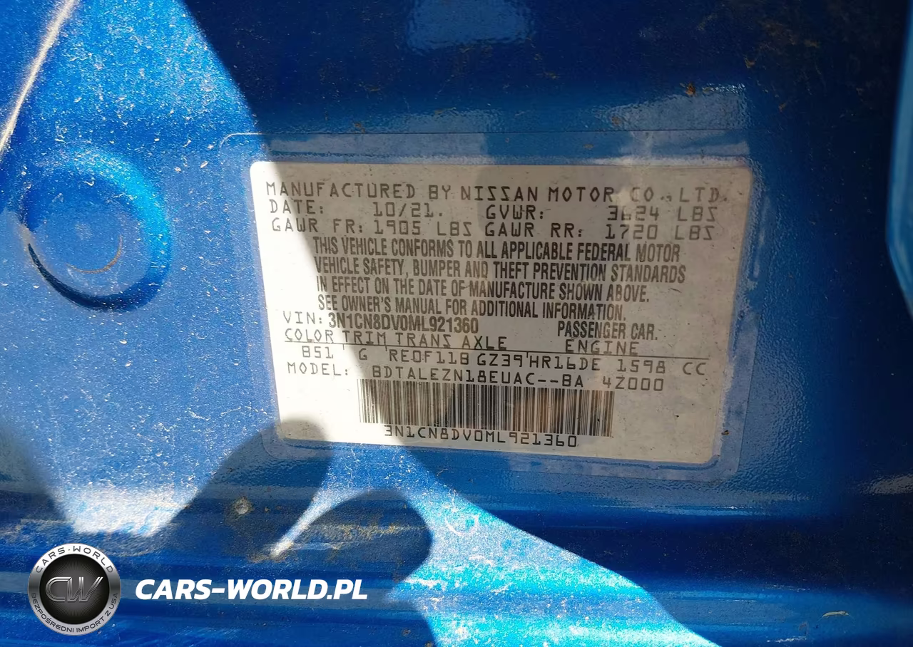 2021 Nissan Versa S Xtronic Cvt VIN:3N1CN8DV0ML921360 - 9