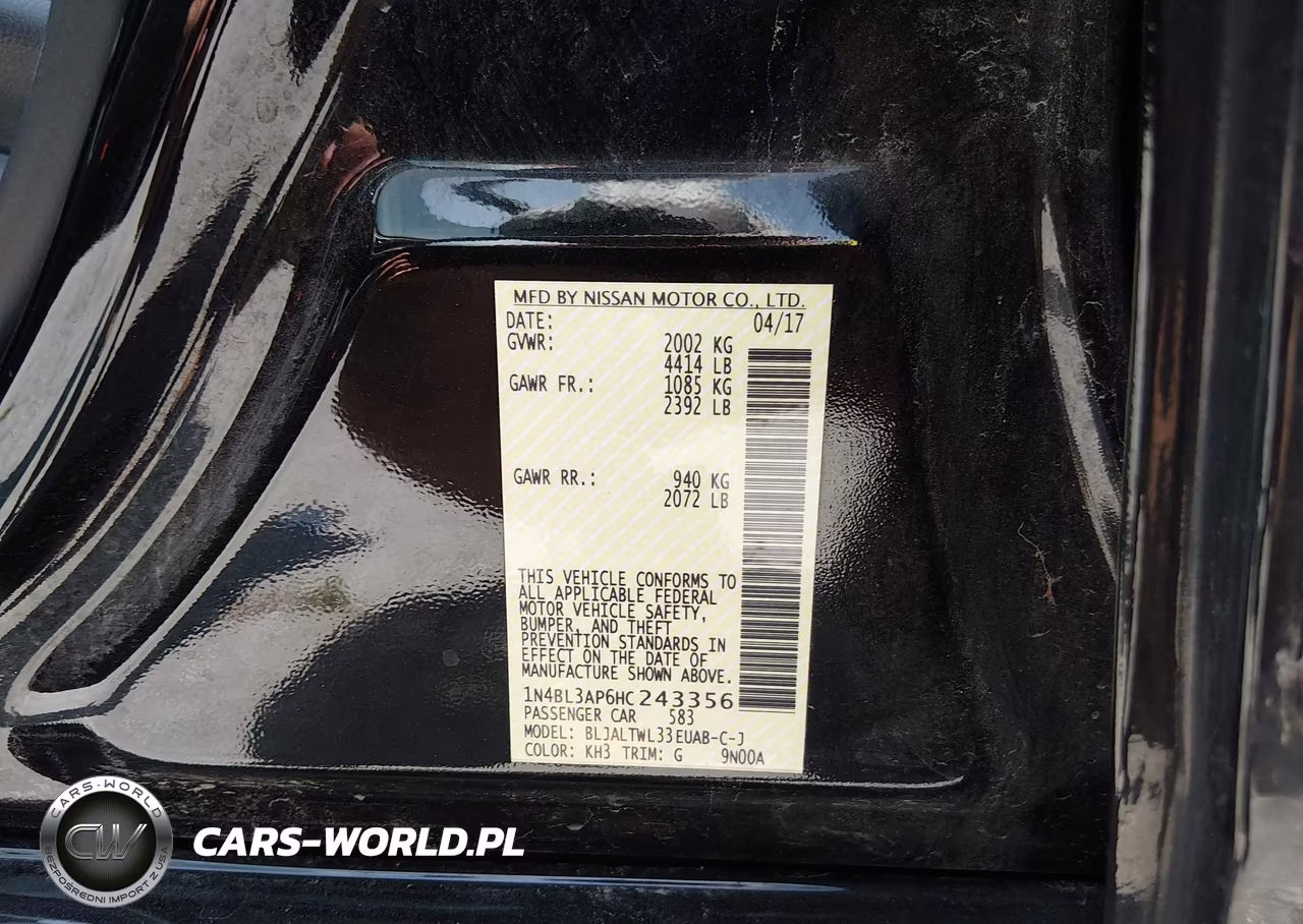 2017 Nissan Altima 3.5 Sl VIN:1N4BL3AP6HC243356 - 9
