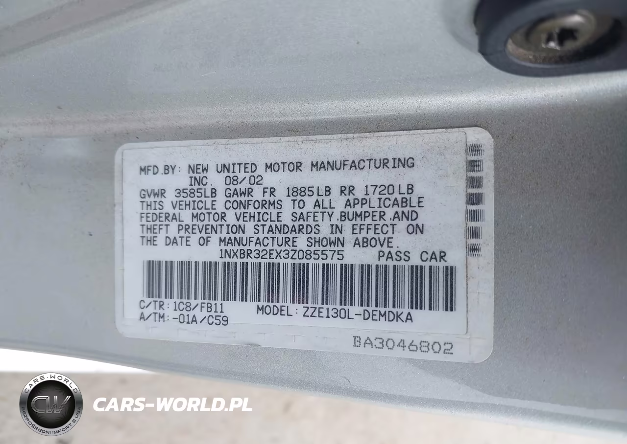 2003 Toyota Corolla Ce VIN:1NXBR32EX3Z085575 - 9
