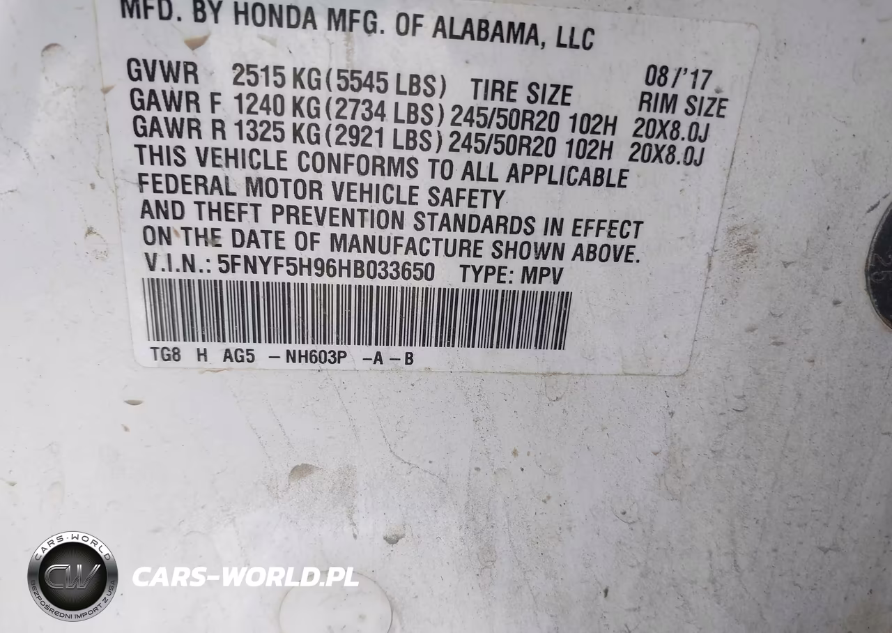 2017 Honda Pilot Touring VIN:5FNYF5H96HB033650 - 9