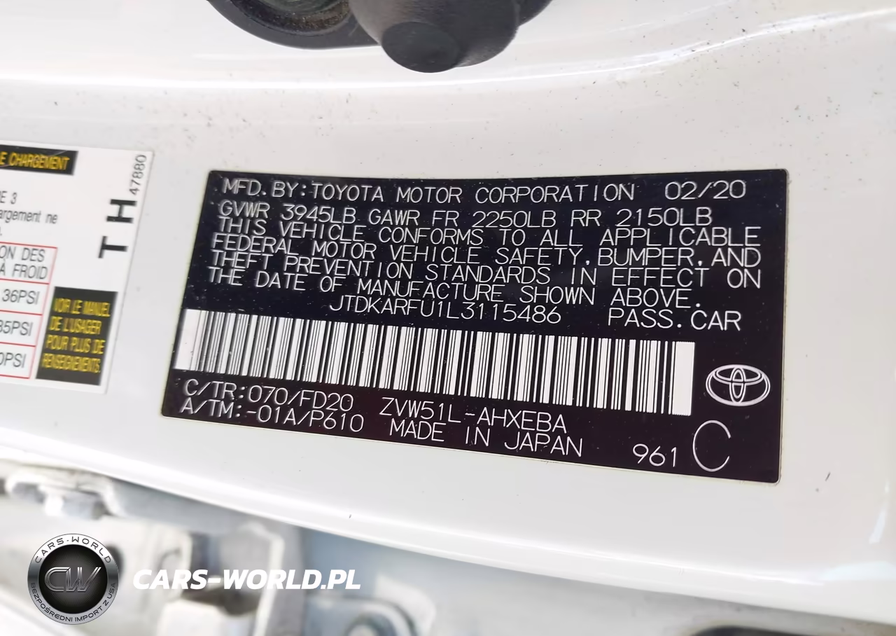 2020 Toyota Prius Le VIN:JTDKARFU1L3115486 - 9