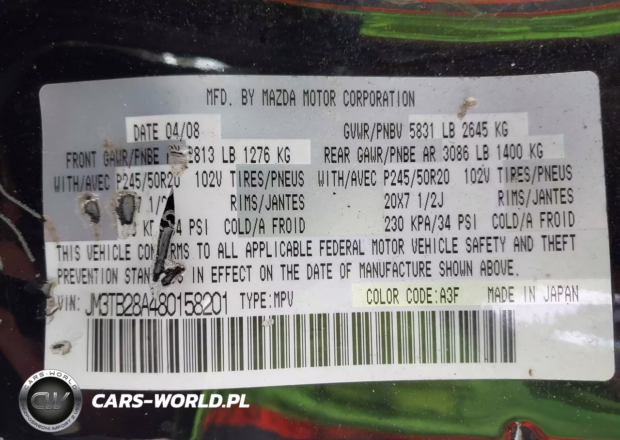 2008 Mazda Cx-9 Grand Touring VIN:JM3TB28A480158201 - 9