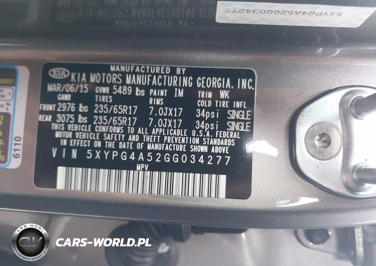 2016 Kia Sorento 3.3L Lx VIN:5XYPG4A52GG034277 - 9