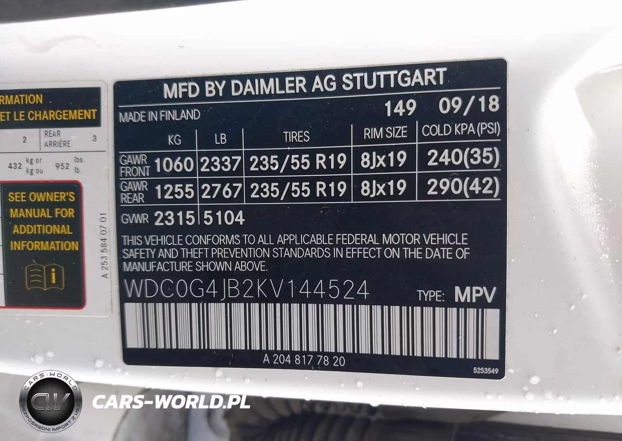 2019 Mercedes-Benz Glc 300 VIN:WDC0G4JB2KV144524 - 9