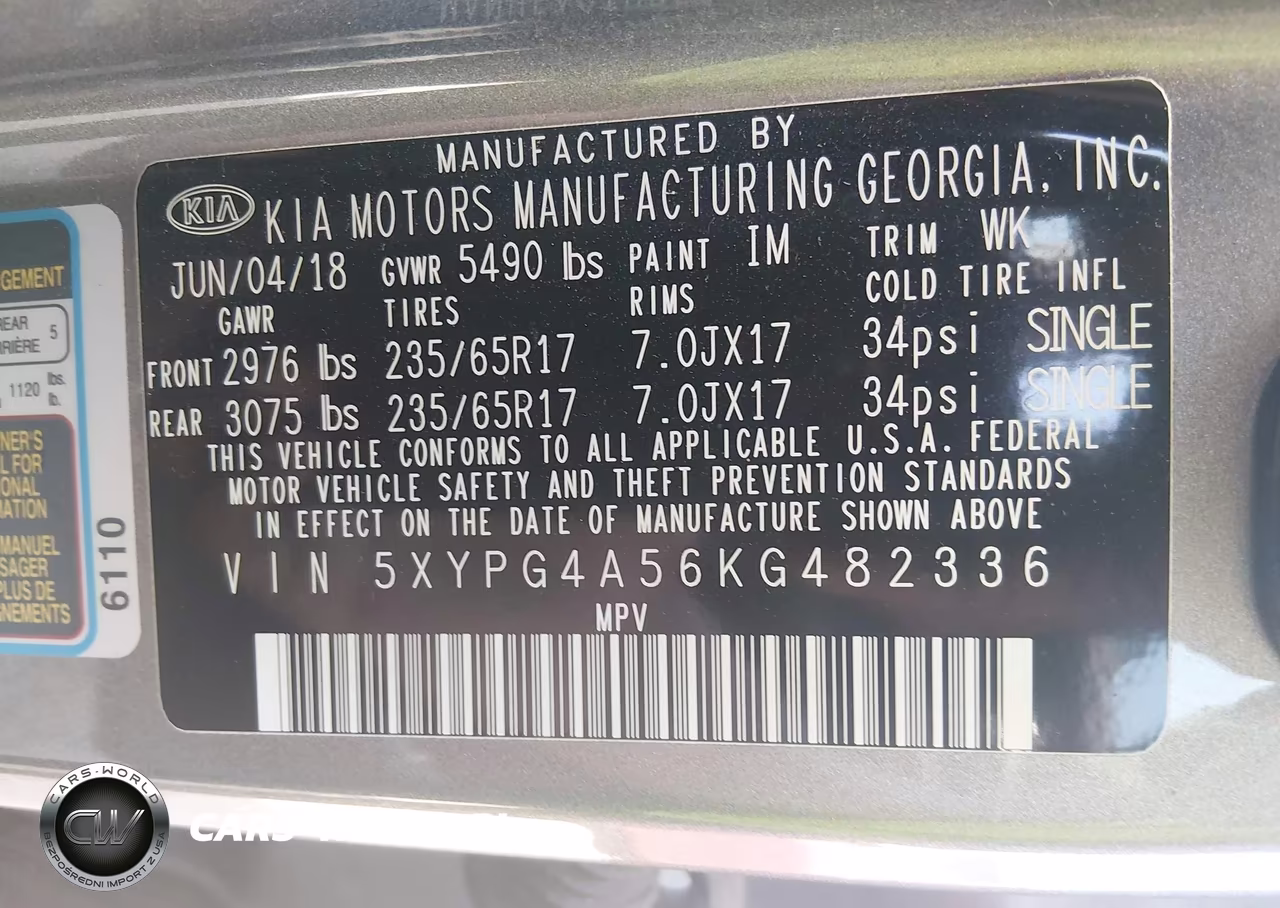 2019 Kia Sorento 3.3L Lx VIN:5XYPG4A56KG482336 - 9