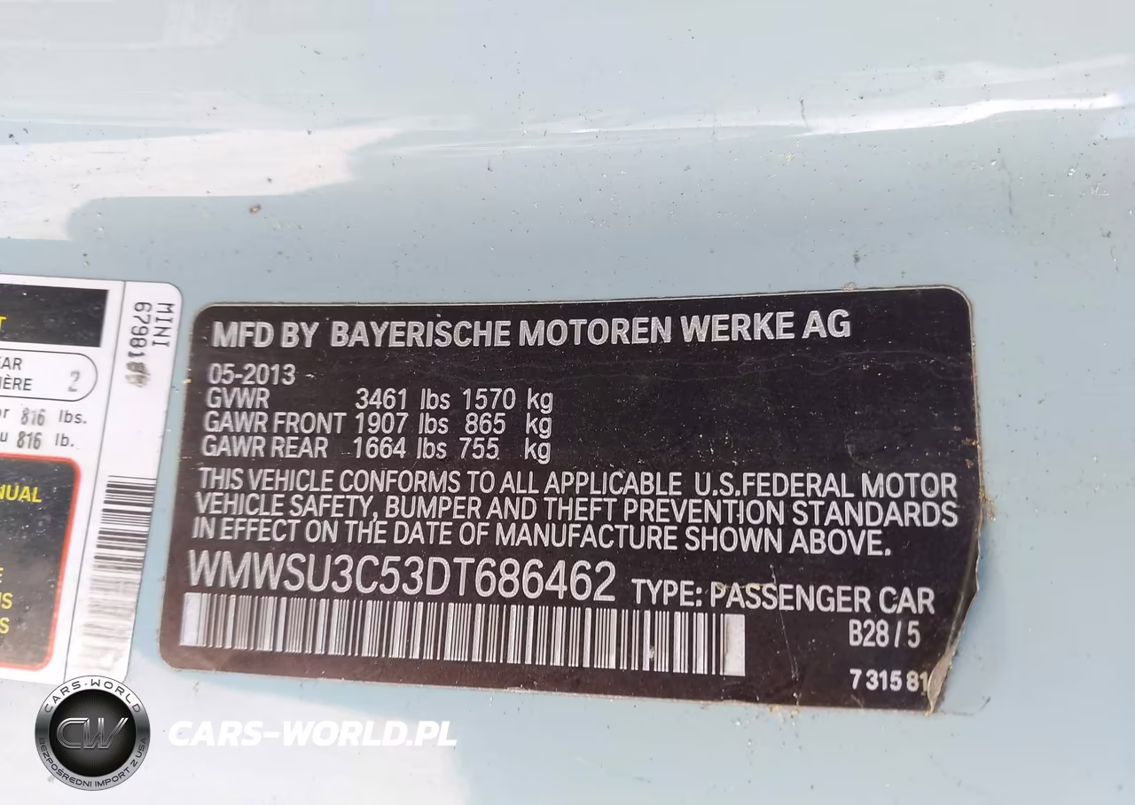 2013 Mini Hardtop Cooper VIN:WMWSU3C53DT686462 - 9