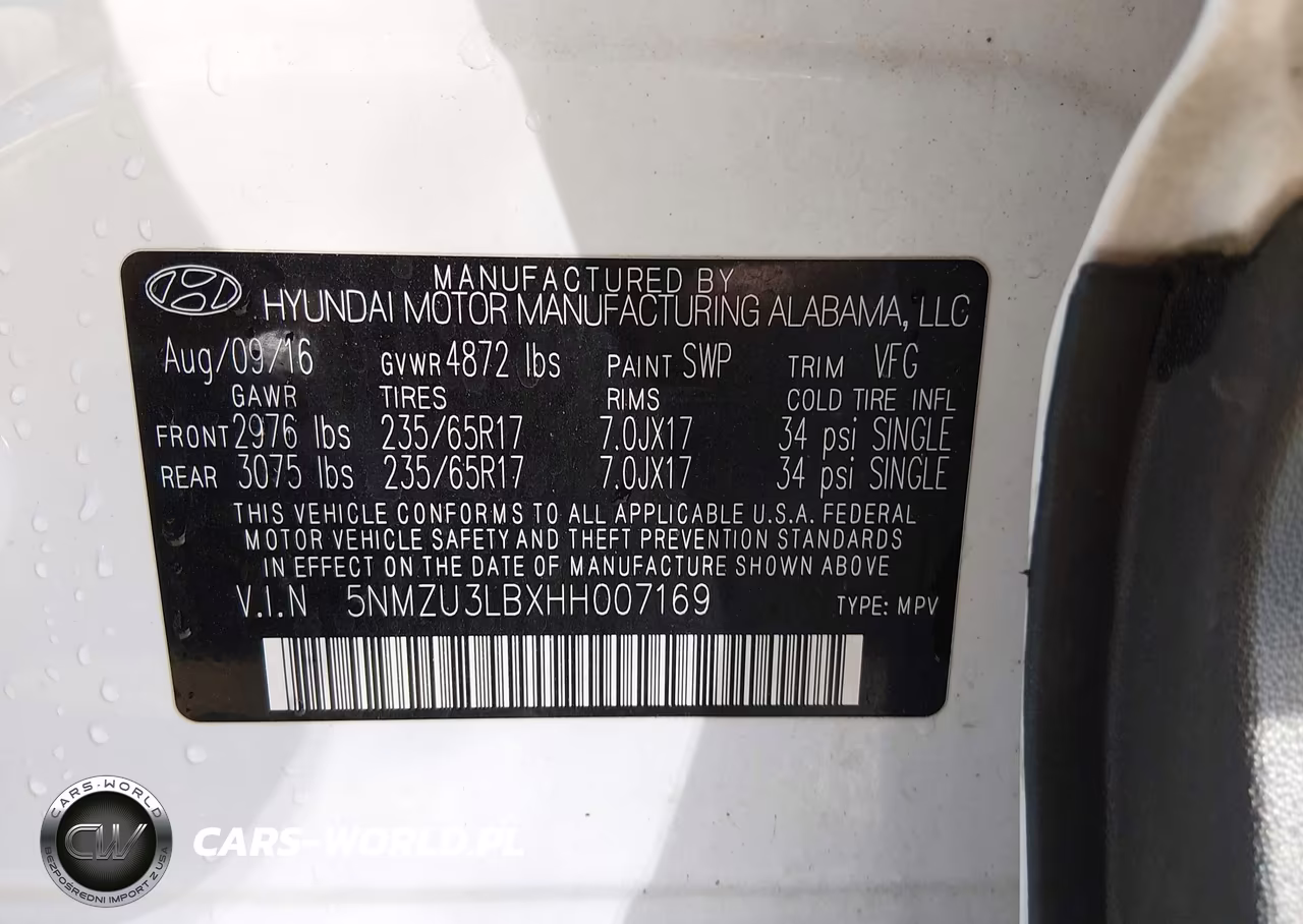 2017 Hyundai Santa Fe Sport 2.4L VIN:5NMZU3LBXHH007169 - 9
