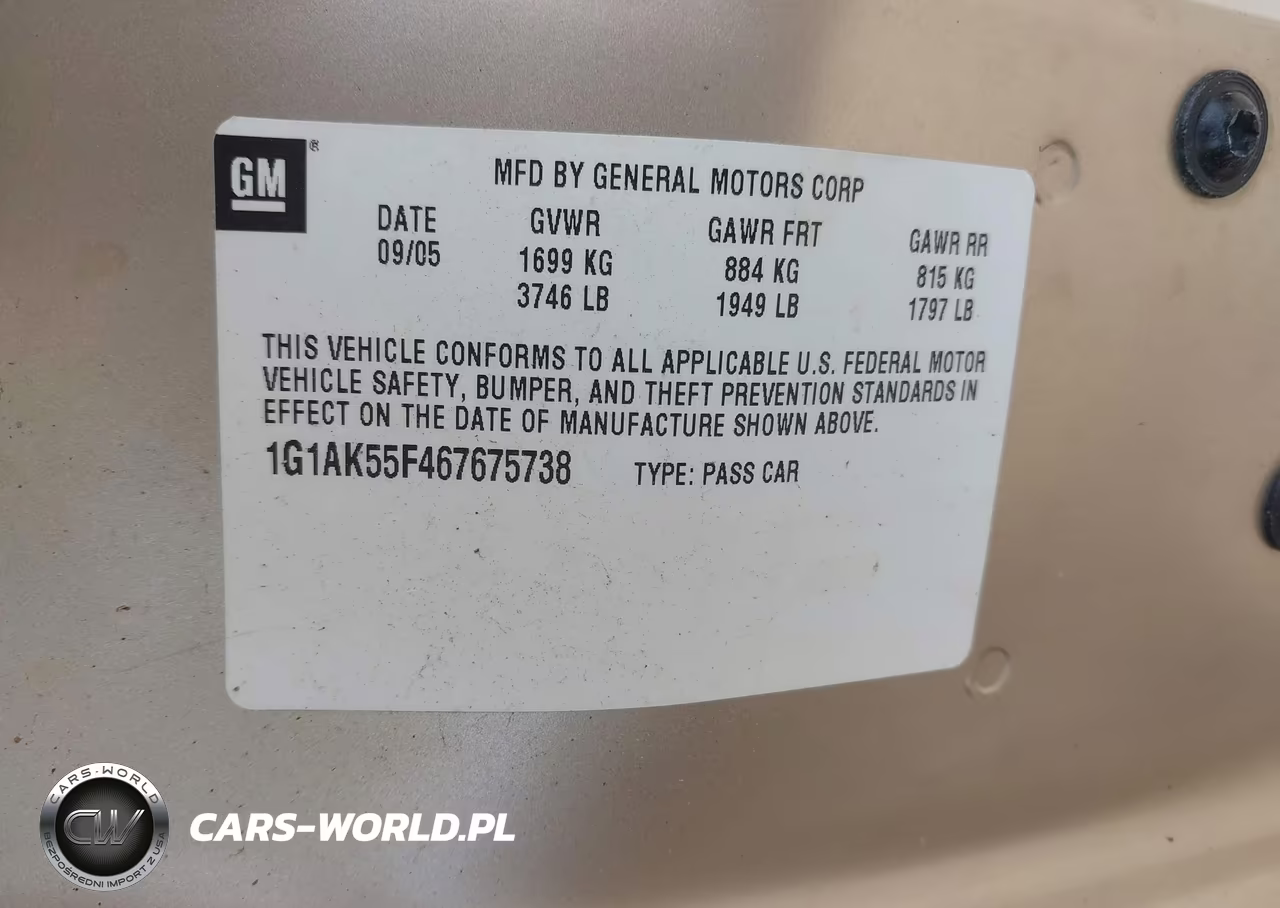 2006 Chevrolet Cobalt Ls VIN:1G1AK55F467675738 - 9
