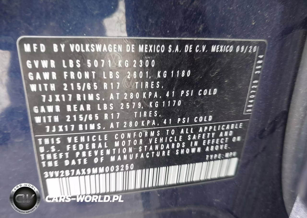 2021 Volkswagen Tiguan 2.0T Se-2.0T Se R-Line Black-2.0T Sel VIN:3VV2B7AX9MM003250 - 9