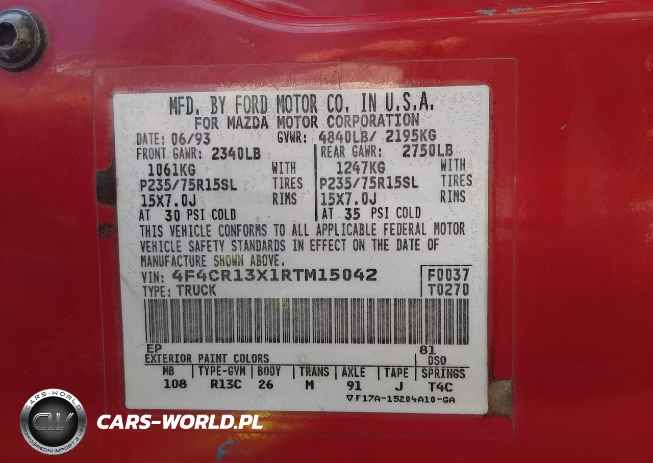 1994 Mazda B4000 VIN:4F4CR13X1RTM15042 - 9