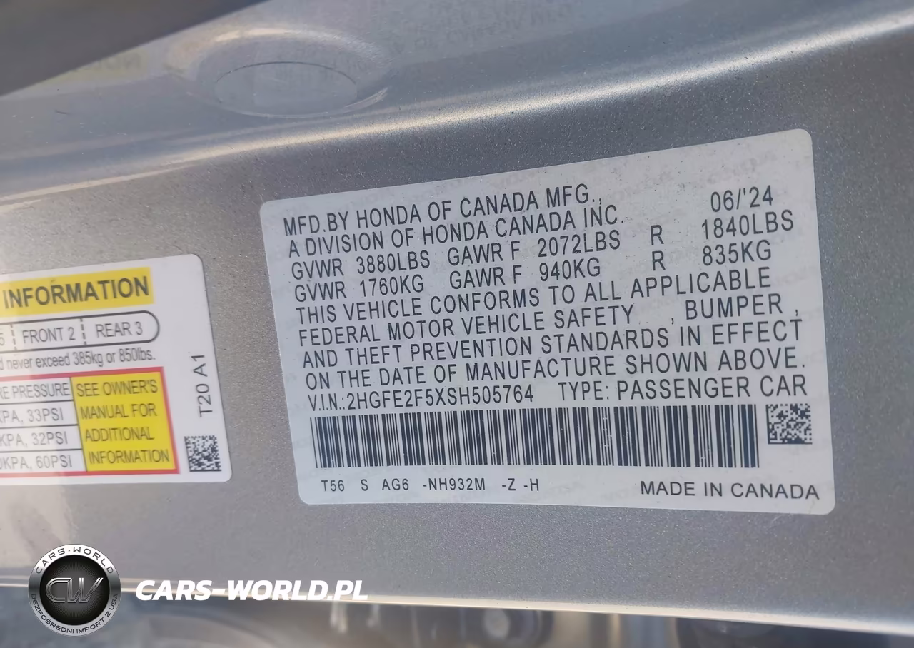 2025 Honda Civic Sport VIN:2HGFE2F5XSH505764 - 9
