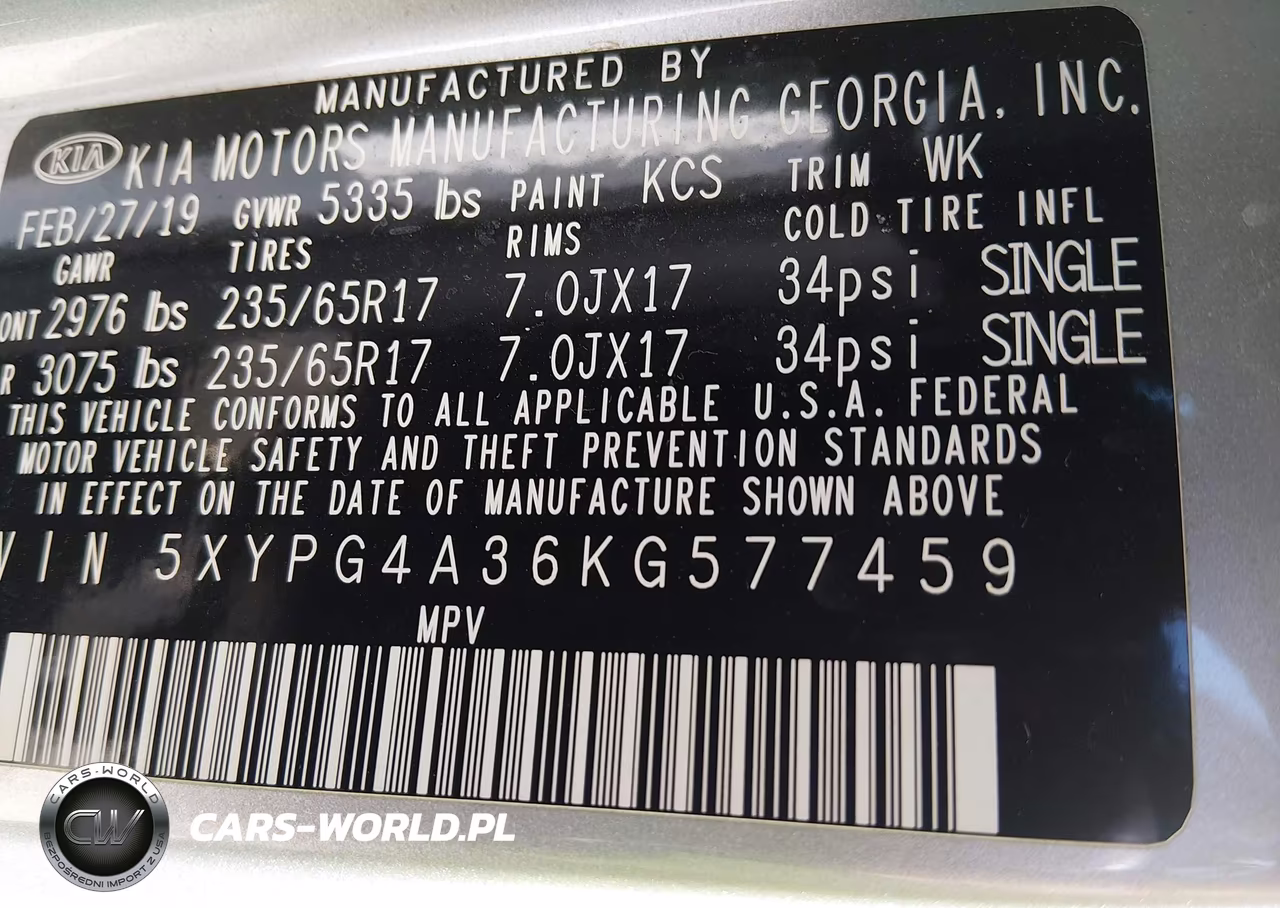 2019 Kia Sorento 2.4L L VIN:5XYPG4A36KG577459 - 9