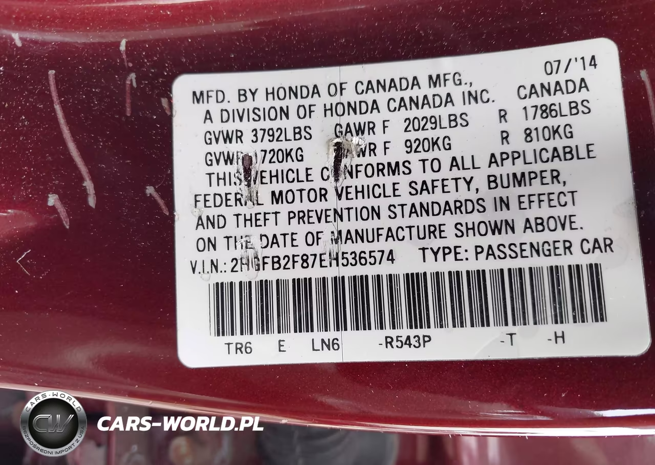 2014 Honda Civic Ex VIN:2HGFB2F87EH536574 - 9