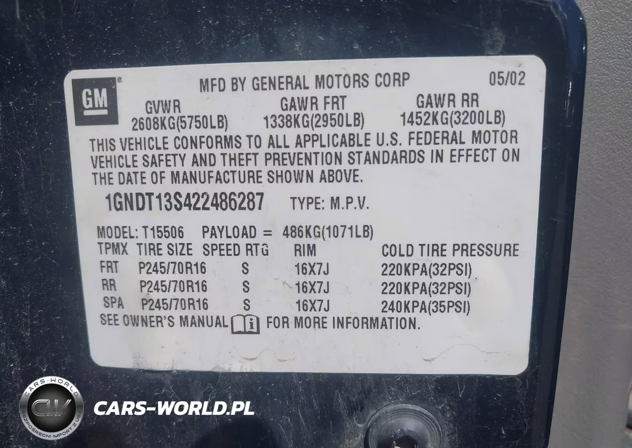 2002 Chevrolet Trailblazer Lt VIN:1GNDT13S422486287 - 9
