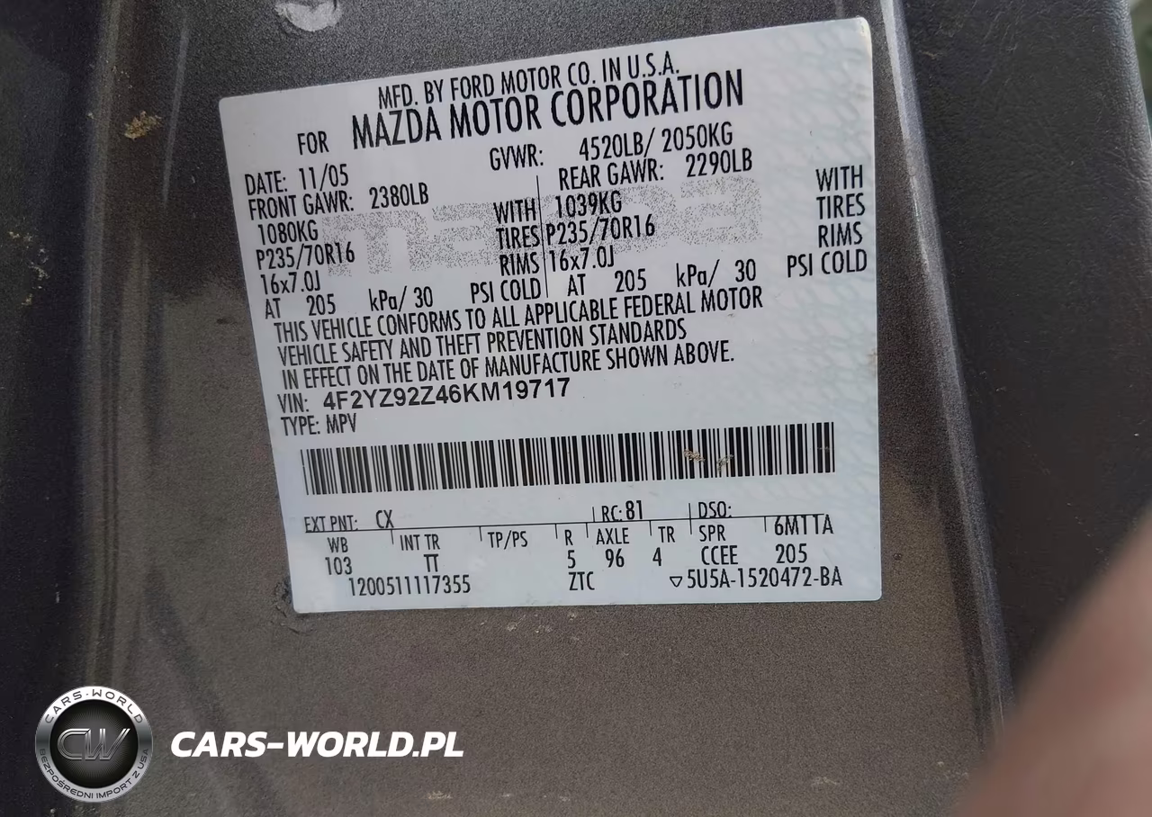 2006 Mazda Tribute I VIN:4F2YZ92Z46KM19717 - 9