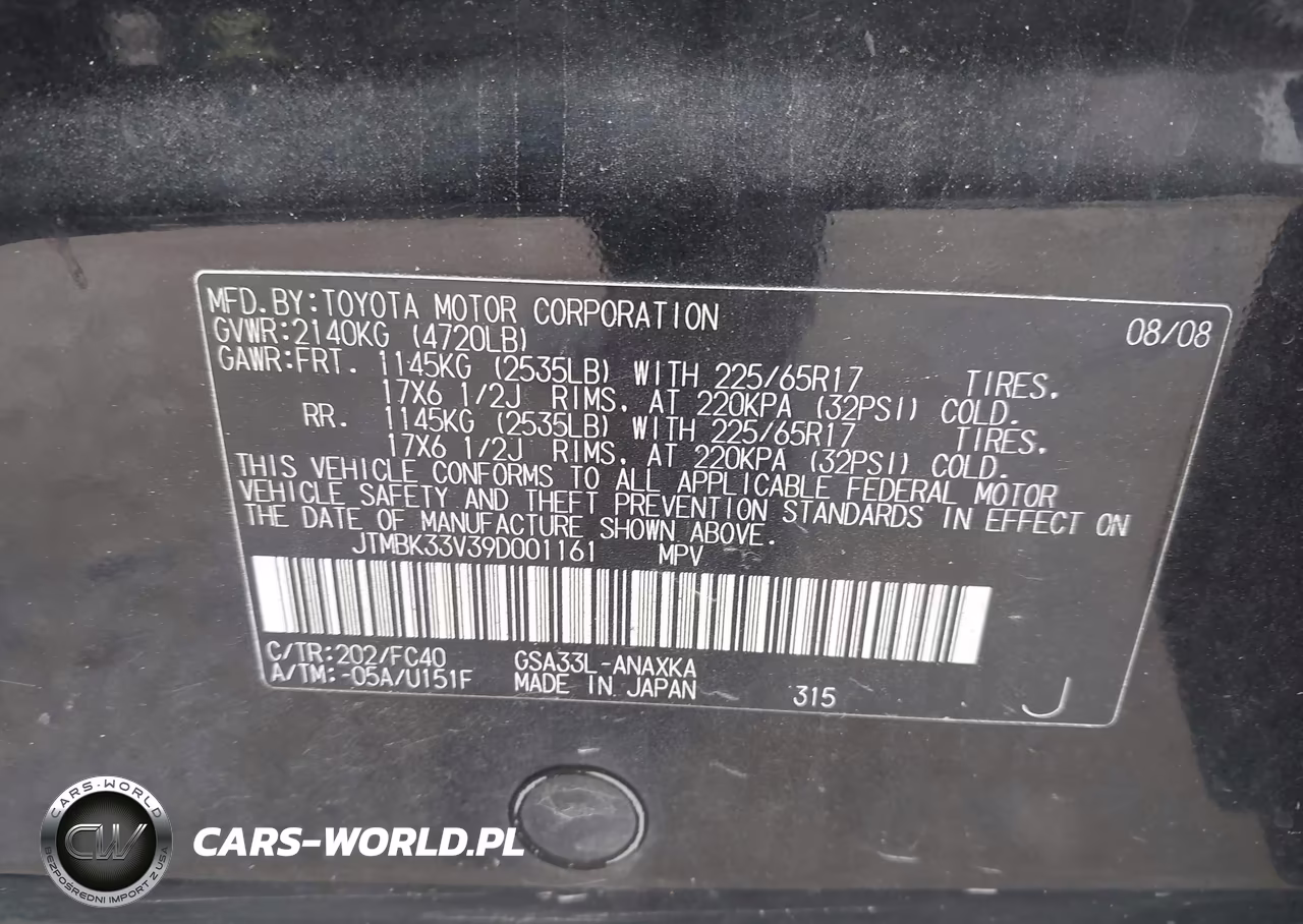 2009 Toyota Rav4 Base V6 VIN:JTMBK33V39D001161 - 9