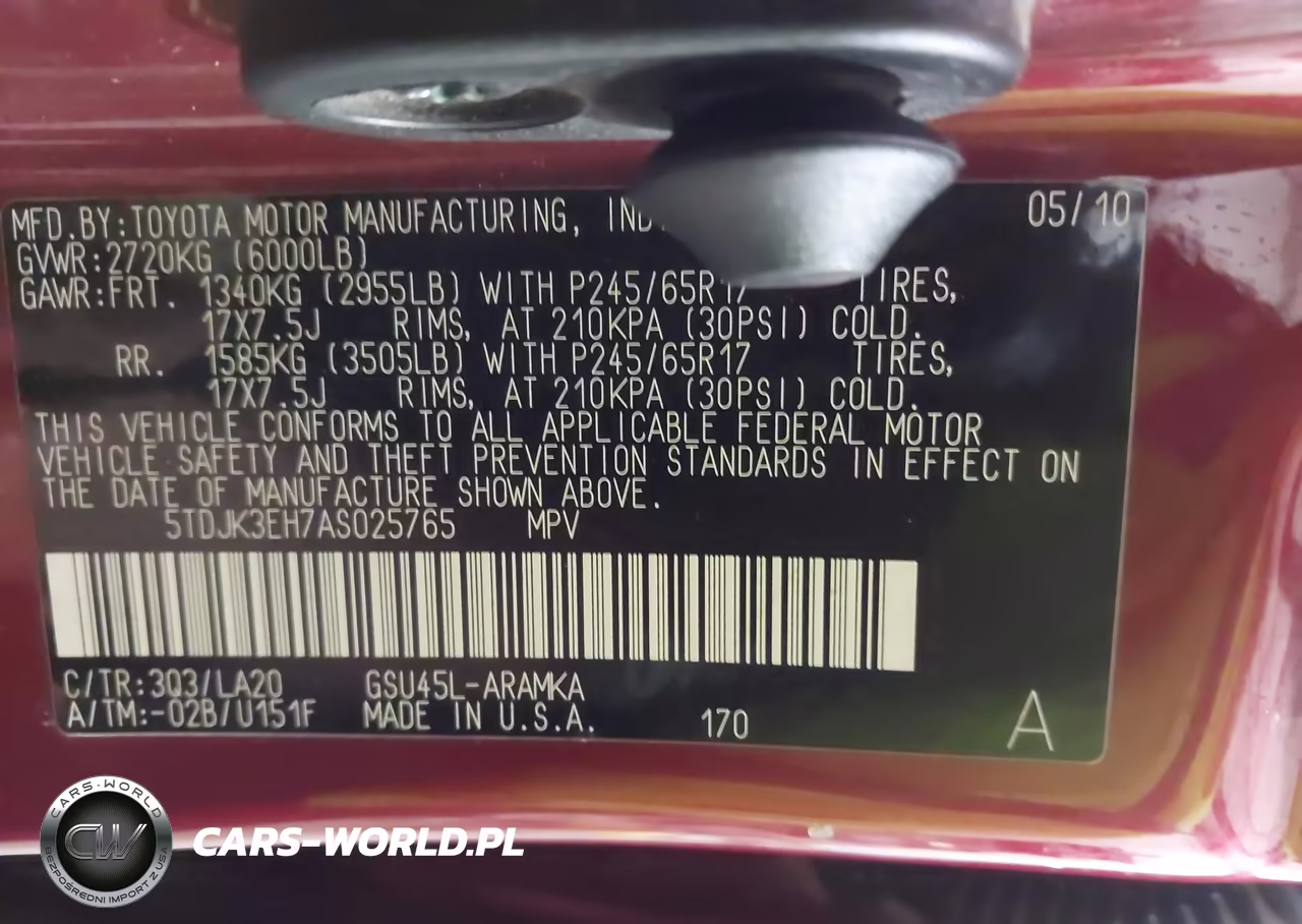 2010 Toyota Highlander Se V6 VIN:5TDJK3EH7AS025765 - 9