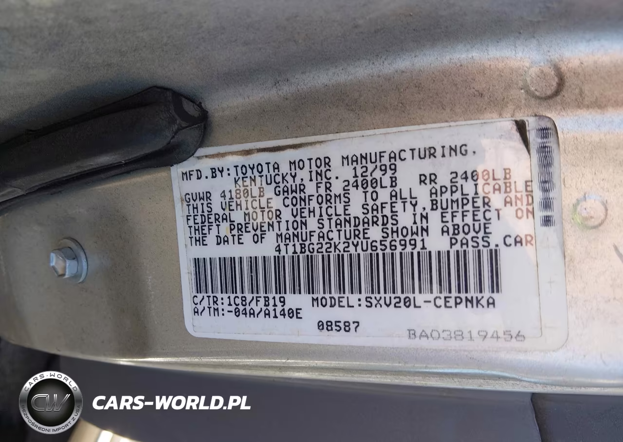 2000 Toyota Camry Le VIN:4T1BG22K2YU656991 - 9