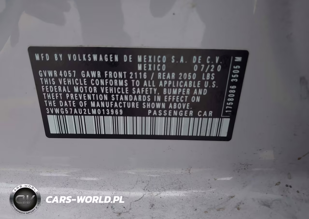 2020 Volkswagen Golf 1.4T Tsi VIN:3VWG57AU2LM013969 - 9