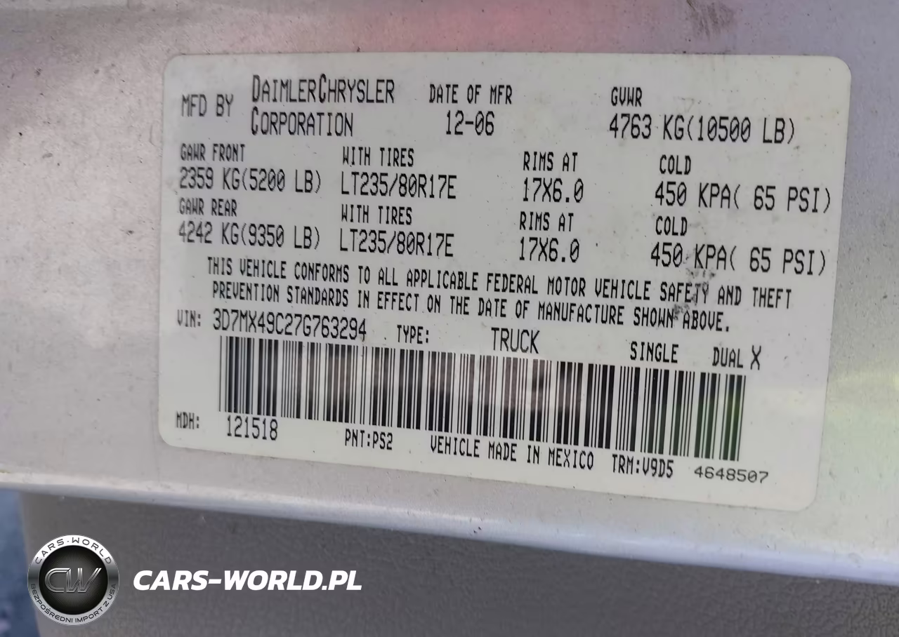 2007 Dodge Ram 3500 Slt VIN:3D7MX49C27G763294 - 8